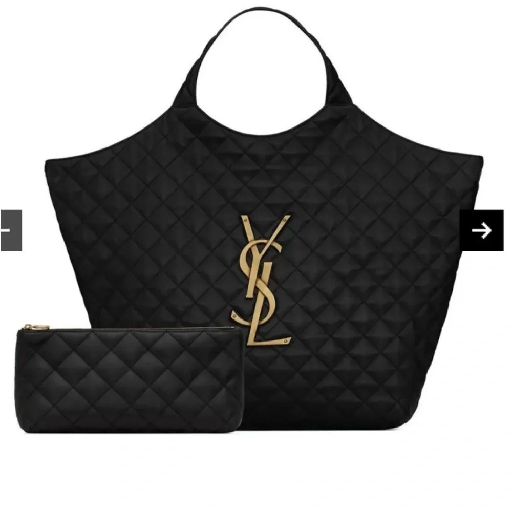 YSL Saint Laurent Black Quilted Leather Maxi Icare Shopping Tote - Picture 4 of 8